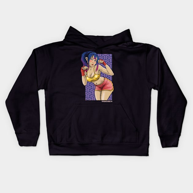 fighter girl Kids Hoodie by Paskalamak